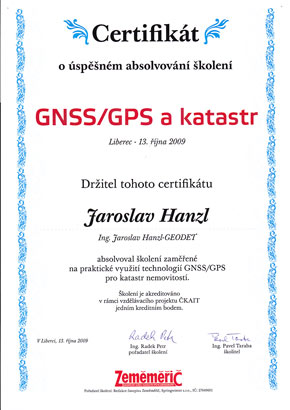 Geodézie Hanzl Turnov - Certifikace GNSS/GPS a katastr